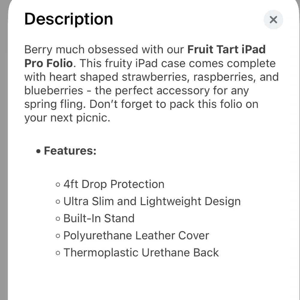 Wildflower Fruit Pattern Tablet Case